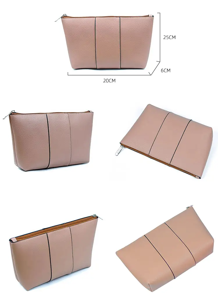 Durable metal zipper and precise stitching of slim cosmetic bag